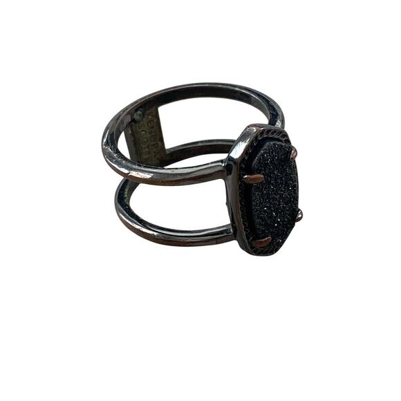 KENDRA SCOTT Elyse Gunmetal Black Drusy Ring Size 7 - Picture 4 of 7